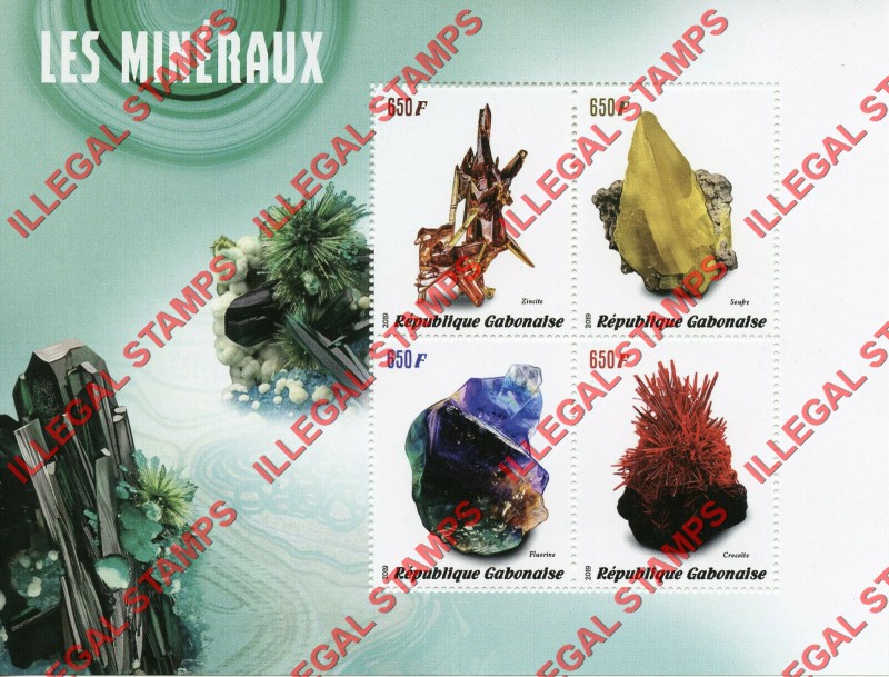 Gabon 2019 Minerals Illegal Stamp Souvenir Sheet of 4