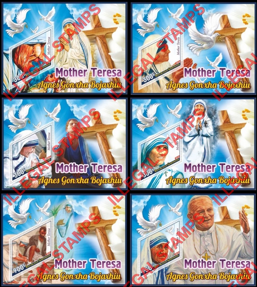 Gabon 2019 Mother Teresa Illegal Stamp Souvenir Sheets of 1
