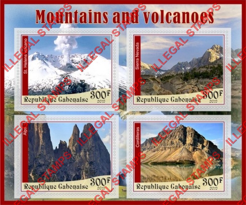 Gabon 2019 Mountains and Volcanoes Illegal Stamp Souvenir Sheet of 4