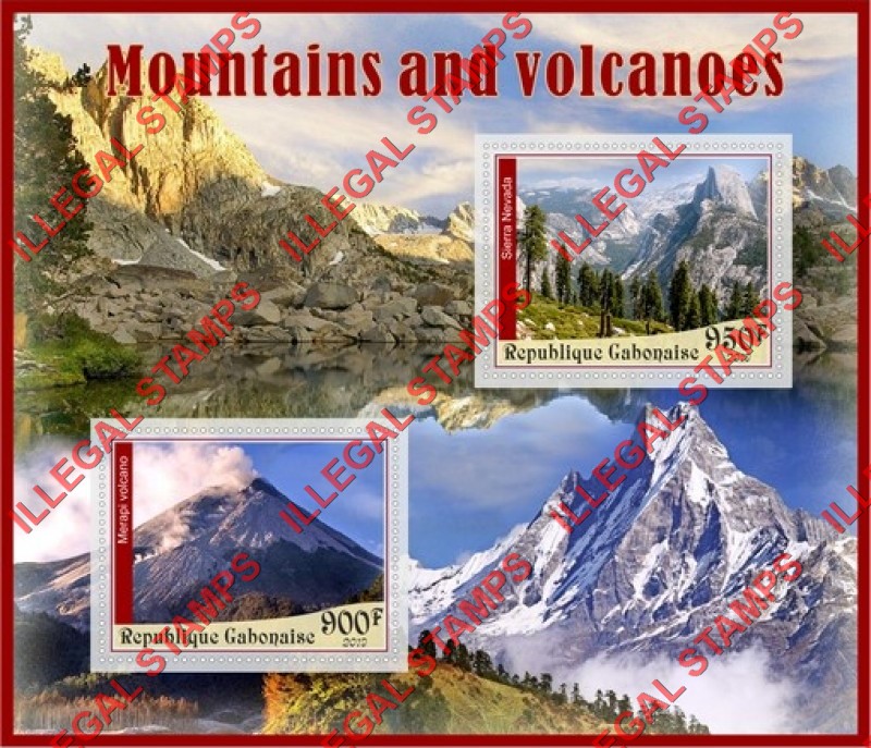 Gabon 2019 Mountains and Volcanoes Illegal Stamp Souvenir Sheet of 2