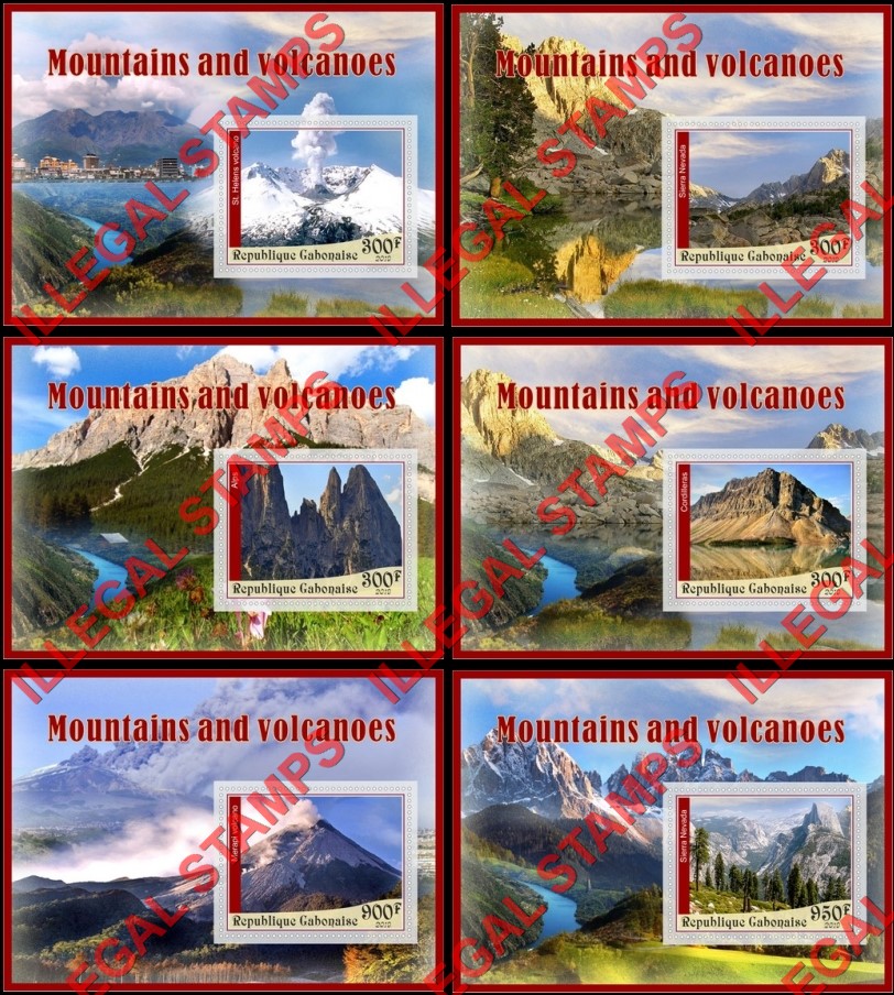 Gabon 2019 Mountains and Volcanoes Illegal Stamp Souvenir Sheets of 1