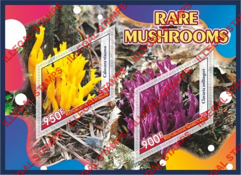 Gabon 2019 Mushrooms Illegal Stamp Souvenir Sheet of 2
