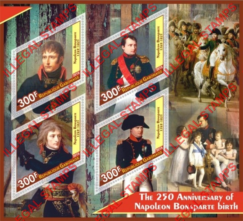 Gabon 2019 Napoleon Bonaparte Illegal Stamp Souvenir Sheet of 4