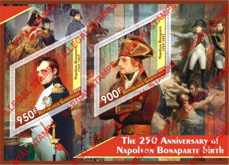 Gabon 2019 Napoleon Bonaparte Illegal Stamp Souvenir Sheet of 2