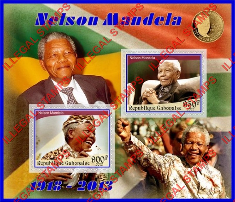 Gabon 2019 Nelson Mandela Illegal Stamp Souvenir Sheet of 2