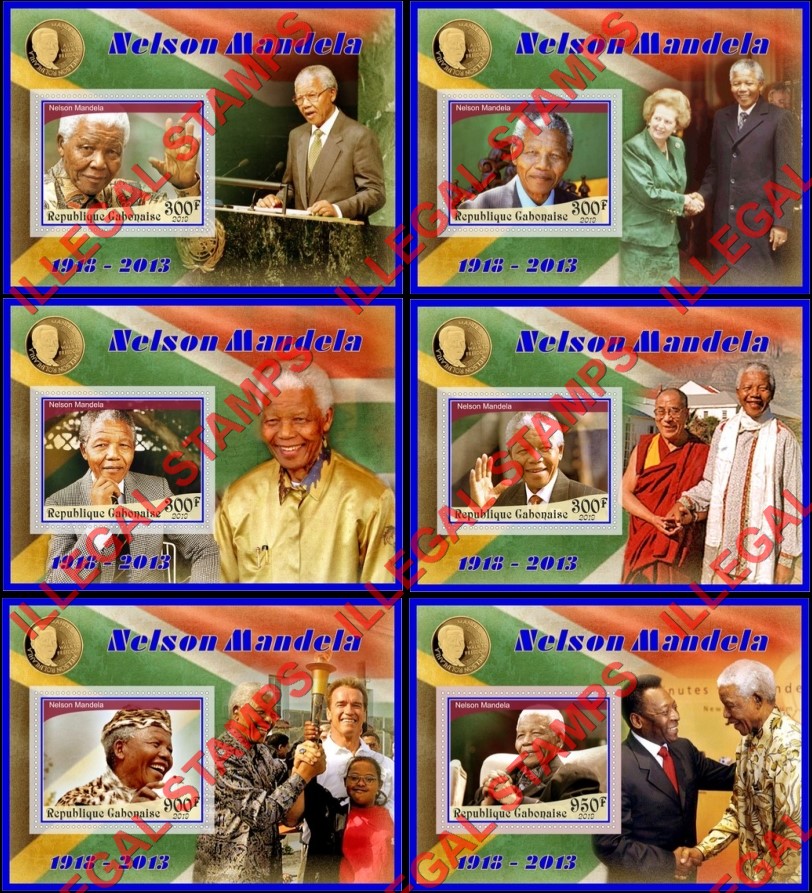 Gabon 2019 Nelson Mandela Illegal Stamp Souvenir Sheets of 1