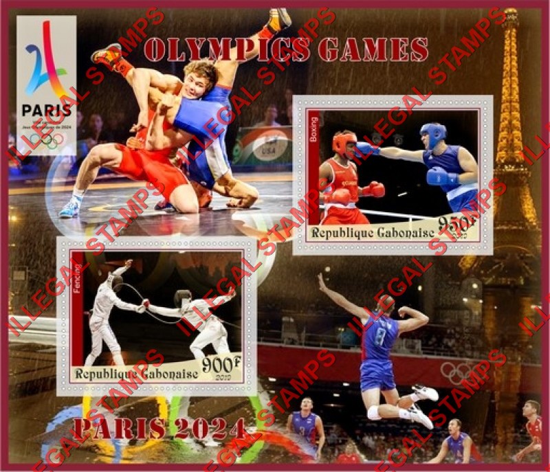 Gabon 2019 Olympic Games in Paris 2024 Illegal Stamp Souvenir Sheet of 2