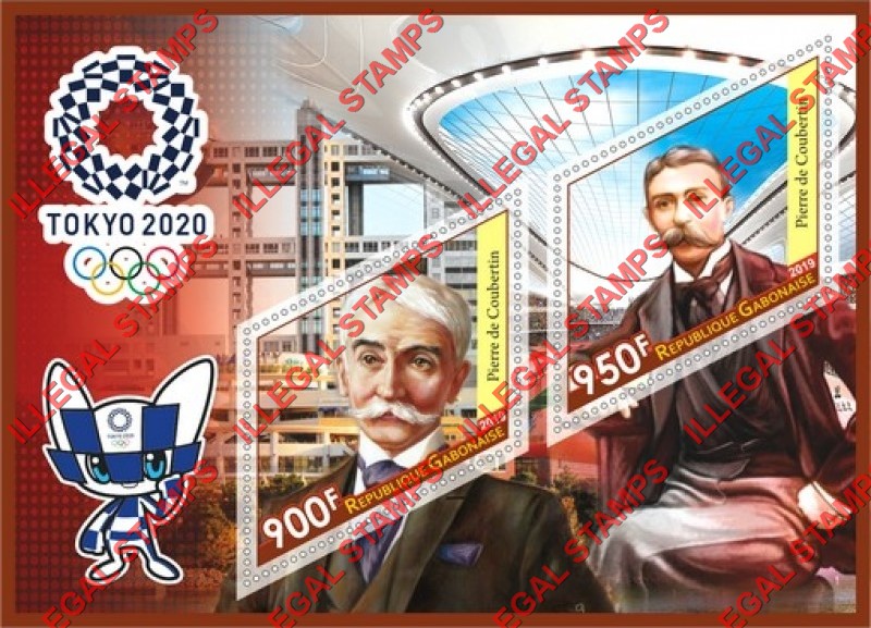 Gabon 2019 Olympic Games in Tokyo 2020 Illegal Stamp Souvenir Sheet of 2