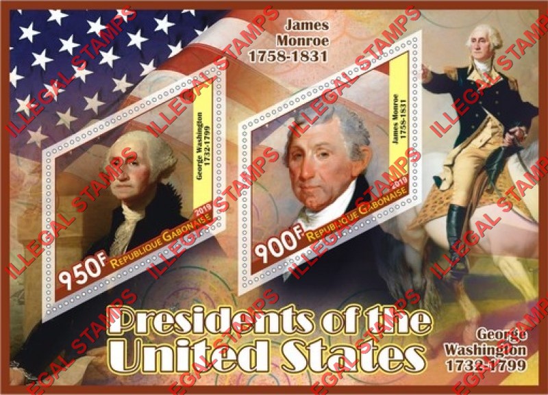 Gabon 2019 Presidents of the United States Illegal Stamp Souvenir Sheet of 2