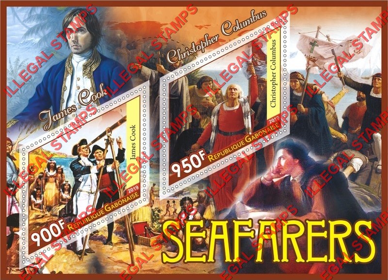 Gabon 2019 Seafarers (different) Illegal Stamp Souvenir Sheet of 2