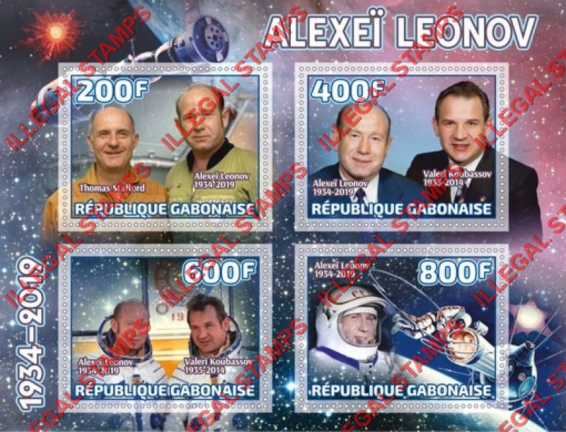 Gabon 2019 Space Alexei Leonov Illegal Stamp Souvenir Sheet of 4
