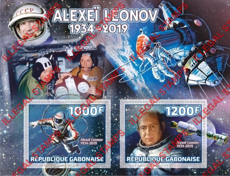 Gabon 2019 Space Alexei Leonov Illegal Stamp Souvenir Sheet of 2
