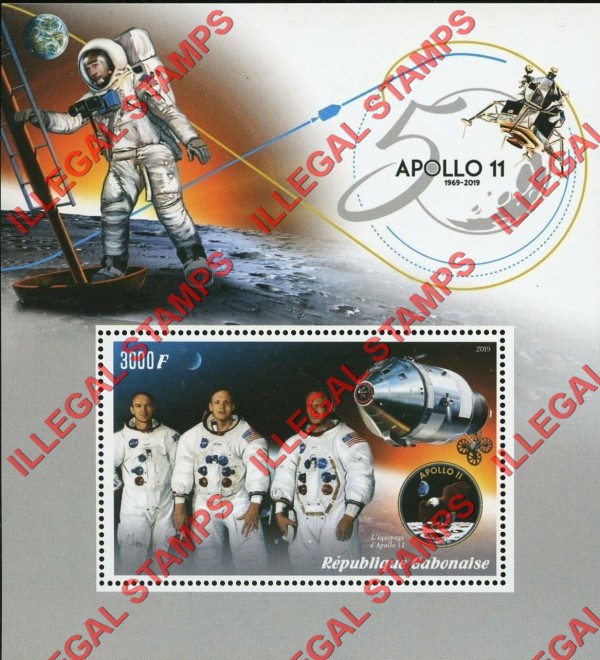 Gabon 2019 Space Apollo 11 Illegal Stamp Souvenir Sheet of 1