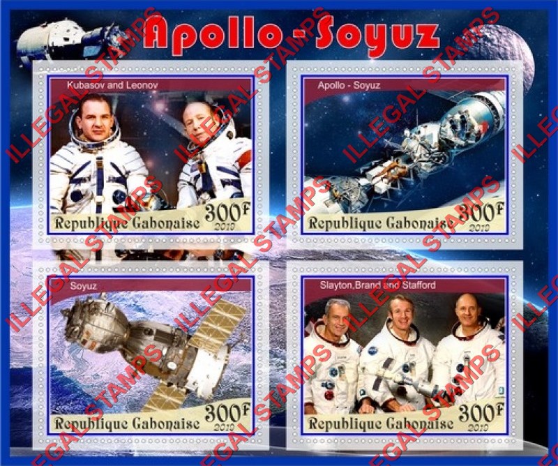 Gabon 2019 Space Apollo Soyuz Illegal Stamp Souvenir Sheet of 4