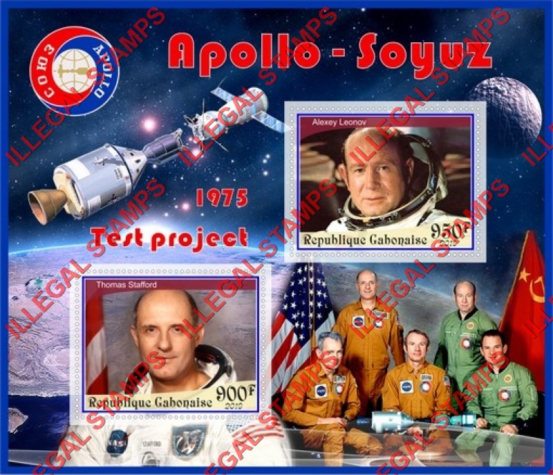 Gabon 2019 Space Apollo Soyuz Illegal Stamp Souvenir Sheet of 2