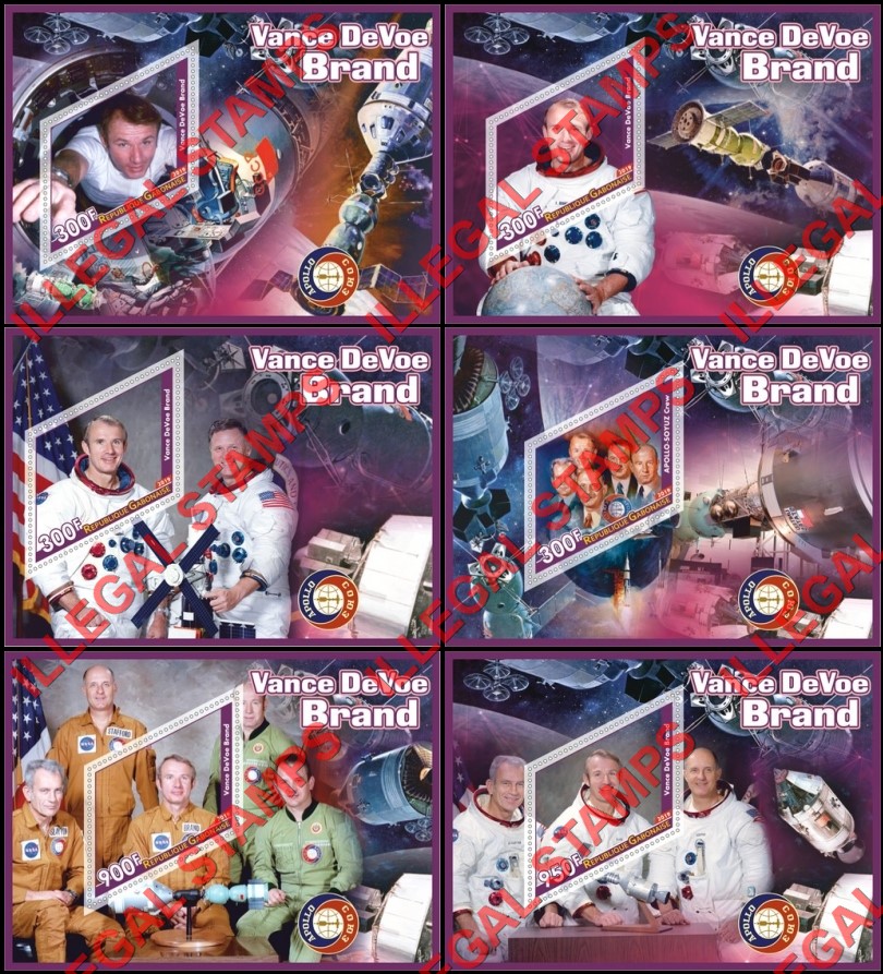 Gabon 2019 Space Apollo Soyuz Vance DeVoe Brand Illegal Stamp Souvenir Sheets of 1