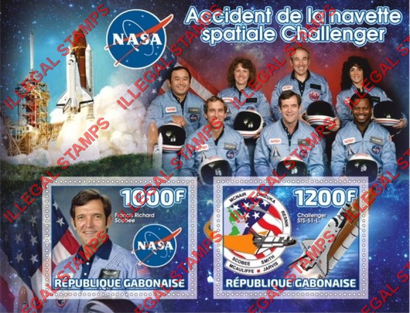 Gabon 2019 Space Challenger Accident Illegal Stamp Souvenir Sheet of 2
