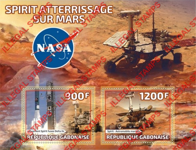 Gabon 2019 Space Spirit Landing on Mars Illegal Stamp Souvenir Sheet of 2