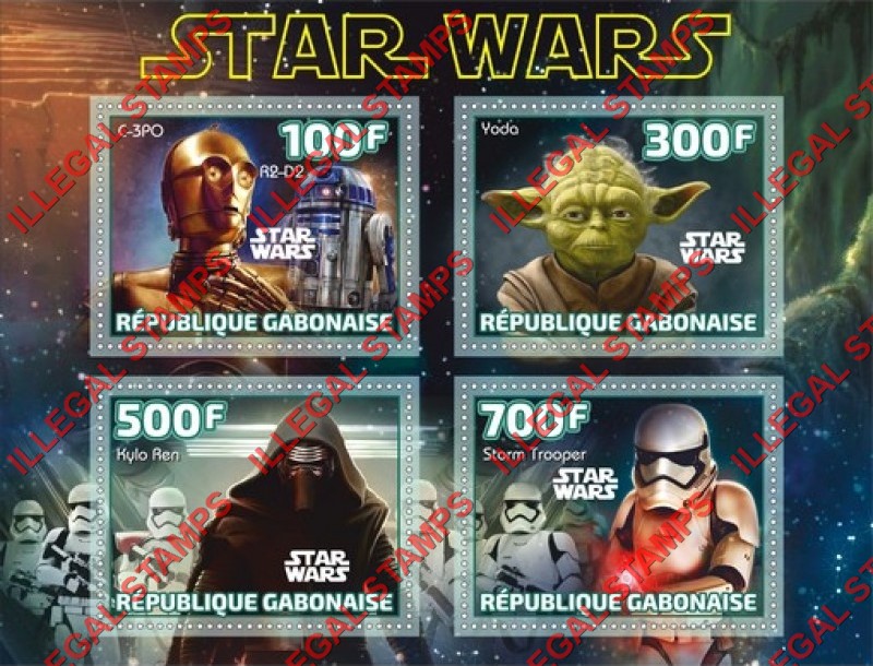 Gabon 2019 Space Star Wars Illegal Stamp Souvenir Sheet of 4