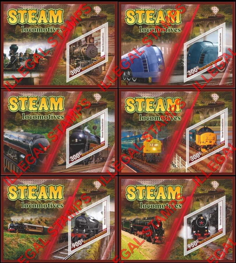 Gabon 2019 Steam Locomotives (different) Illegal Stamp Souvenir Sheets of 1