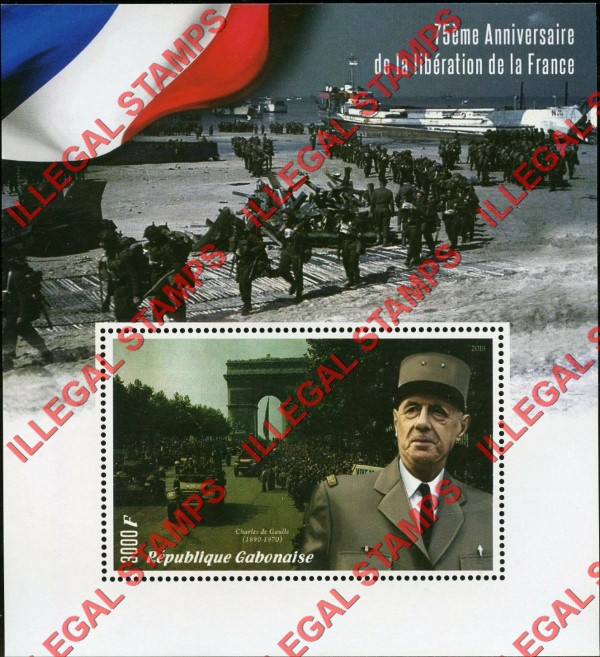 Gabon 2019 World War II Liberation of France Illegal Stamp Souvenir Sheet of 1