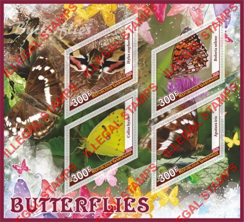 Gabon 2020 Butterflies Illegal Stamp Souvenir Sheet of 4