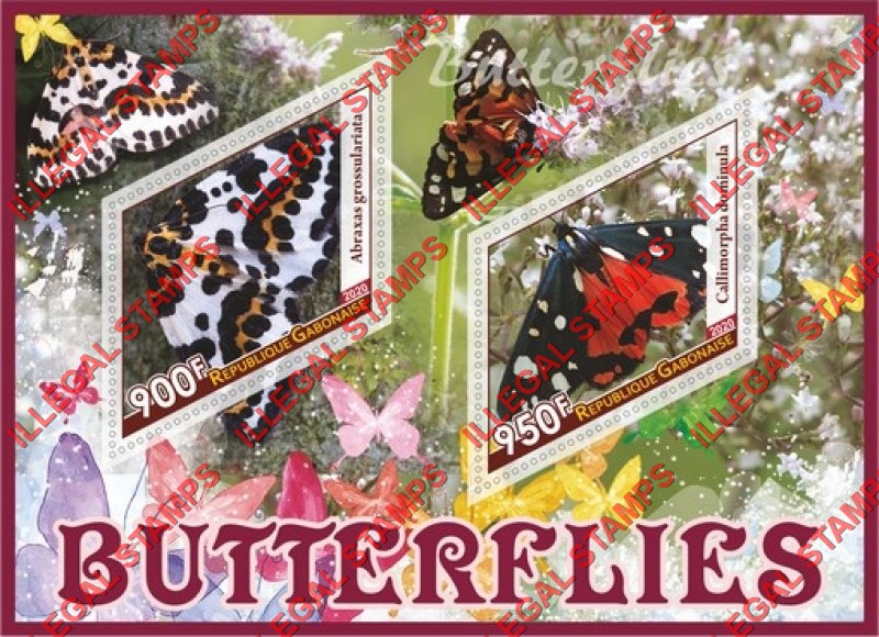 Gabon 2020 Butterflies Illegal Stamp Souvenir Sheet of 2