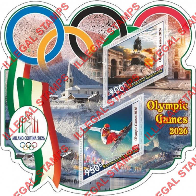 Gabon 2020 Olympic Games 2026 Illegal Stamp Souvenir Sheet of 2