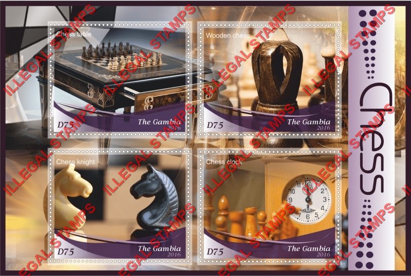 Gambia 2016 Chess Illegal Stamp Souvenir Sheet of 4