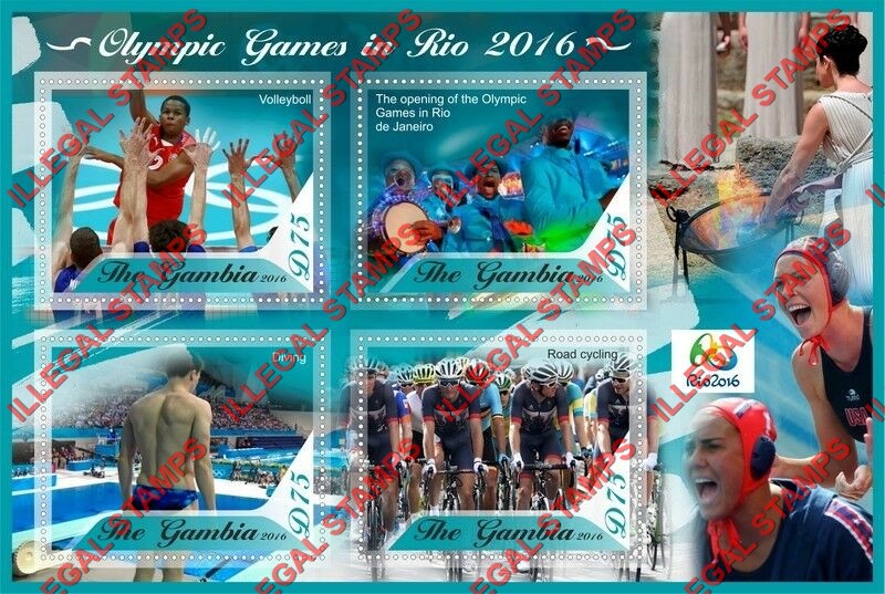Gambia 2016 Olympic Games in Rio Illegal Stamp Souvenir Sheet of 4