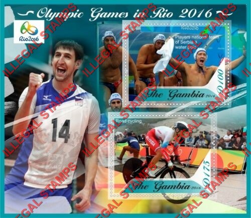 Gambia 2016 Olympic Games in Rio Illegal Stamp Souvenir Sheet of 2