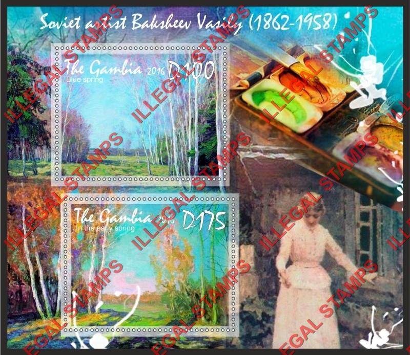 Gambia 2016 Paintings Baksheev Vasily Illegal Stamp Souvenir Sheet of 2