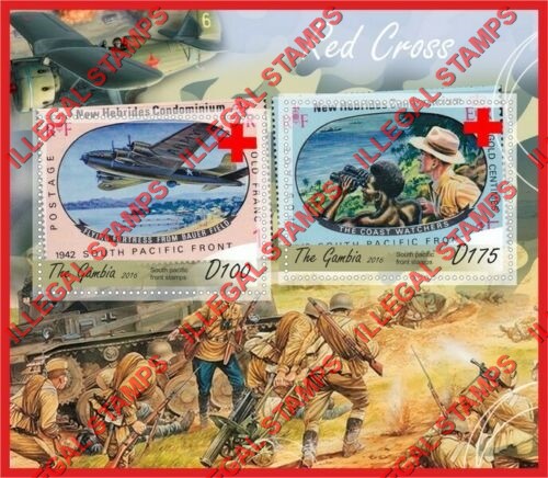 Gambia 2016 Red Cross Stamps on Stamps Illegal Stamp Souvenir Sheet of 2