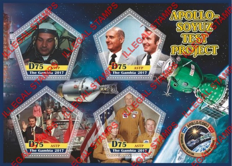 Gambia 2017 Apollo Soyuz Test Project Illegal Stamp Souvenir Sheet of 4
