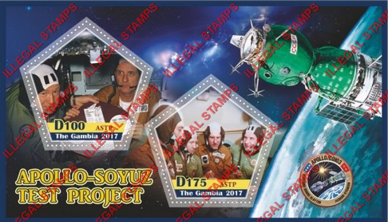 Gambia 2017 Apollo Soyuz Test Project Illegal Stamp Souvenir Sheet of 2