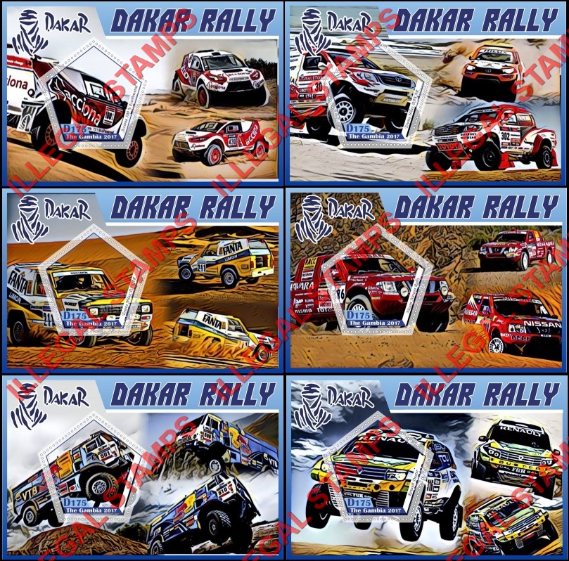 Gambia 2017 Dakar Rally Illegal Stamp Souvenir Sheets of 1