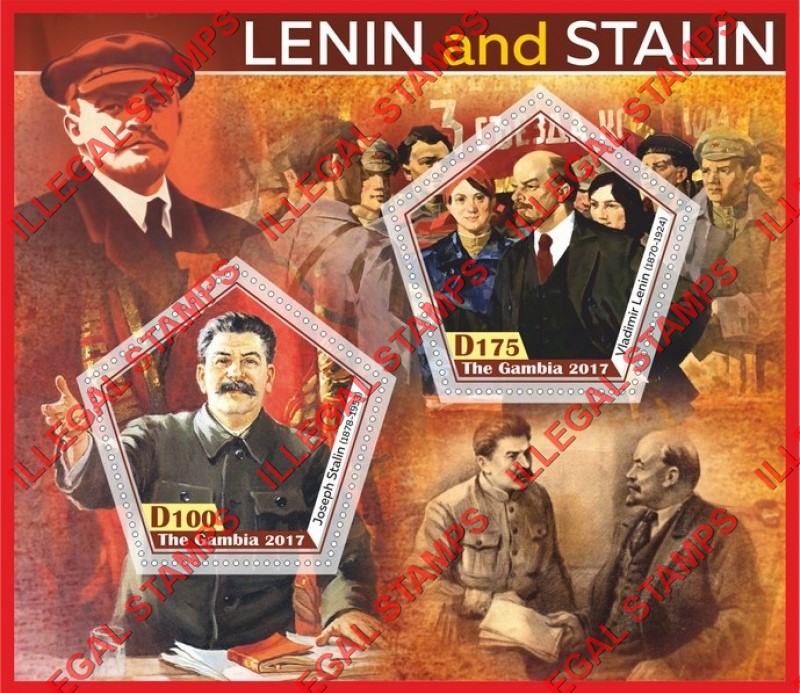 Gambia 2017 Lenin and Stalin Illegal Stamp Souvenir Sheet of 2