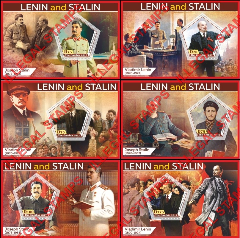 Gambia 2017 Lenin and Stalin Illegal Stamp Souvenir Sheets of 1
