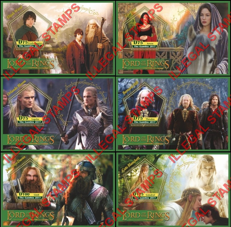 Gambia 2017 Lord of the Rings Illegal Stamp Souvenir Sheets of 1