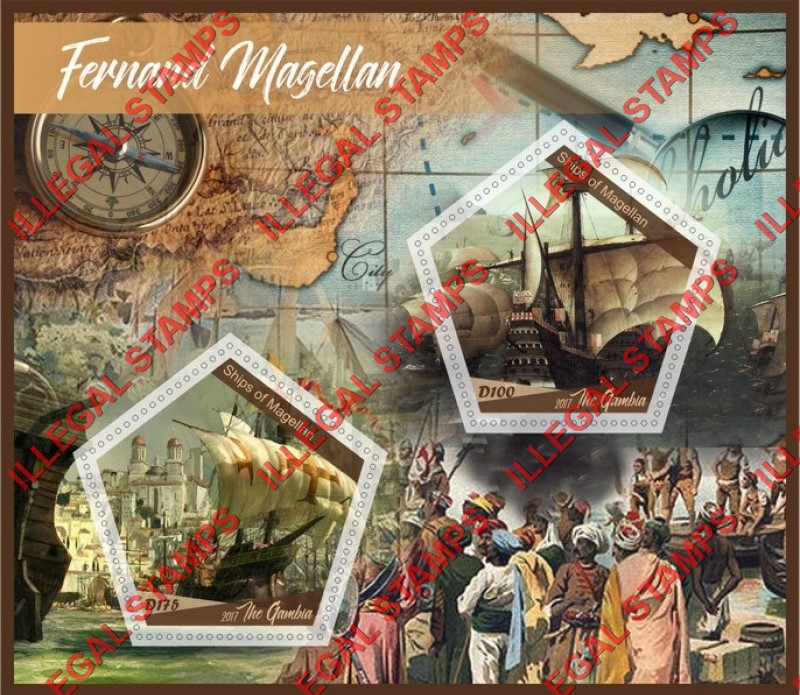 Gambia 2017 Fernand Magellan Illegal Stamp Souvenir Sheet of 2