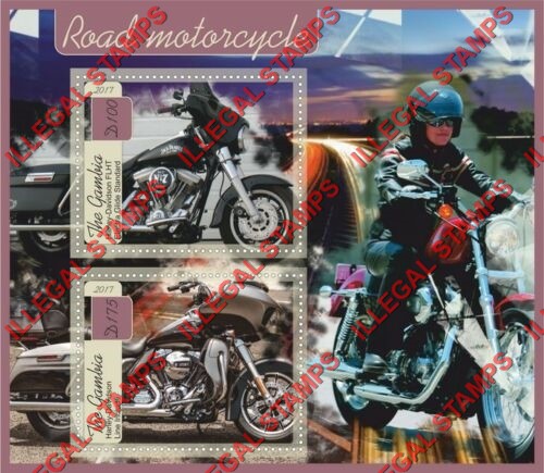 Gambia 2017 Motorcycles Illegal Stamp Souvenir Sheet of 2