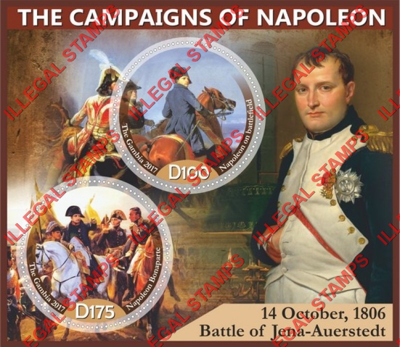 Gambia 2017 The Campaigns of Napoleon Illegal Stamp Souvenir Sheet of 2