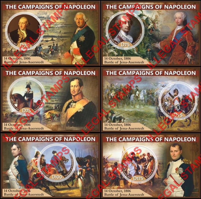 Gambia 2017 The Campaigns of Napoleon Illegal Stamp Souvenir Sheets of 1