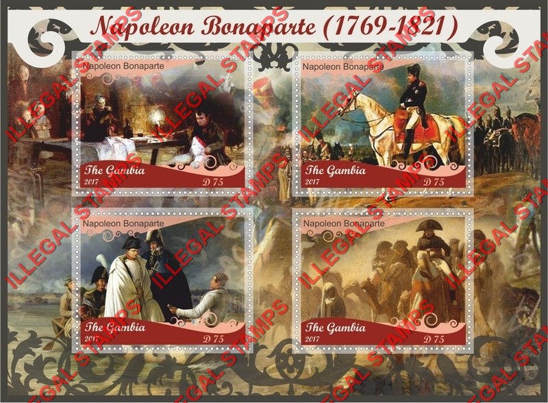 Gambia 2017 Napoleon Bonaparte Illegal Stamp Souvenir Sheet of 4