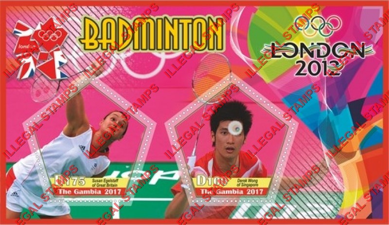 Gambia 2017 Olympic Games in London in 2012 Badminton Illegal Stamp Souvenir Sheet of 2