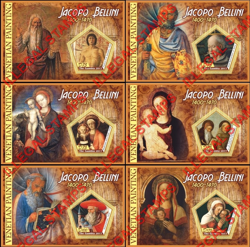 Gambia 2017 Venetian Paintings Jacopo Bellini Illegal Stamp Souvenir Sheets of 1