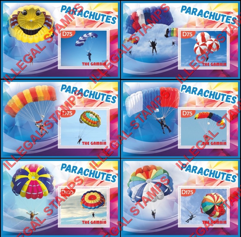 Gambia 2017 Parachutes Illegal Stamp Souvenir Sheets of 1