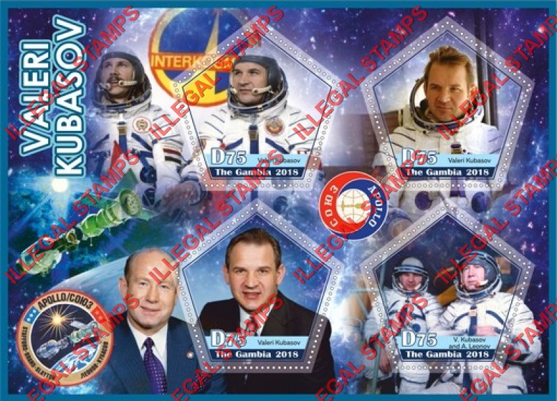 Gambia 2018 Apollo Soyuz Valeri Kubasov Illegal Stamp Souvenir Sheet of 4