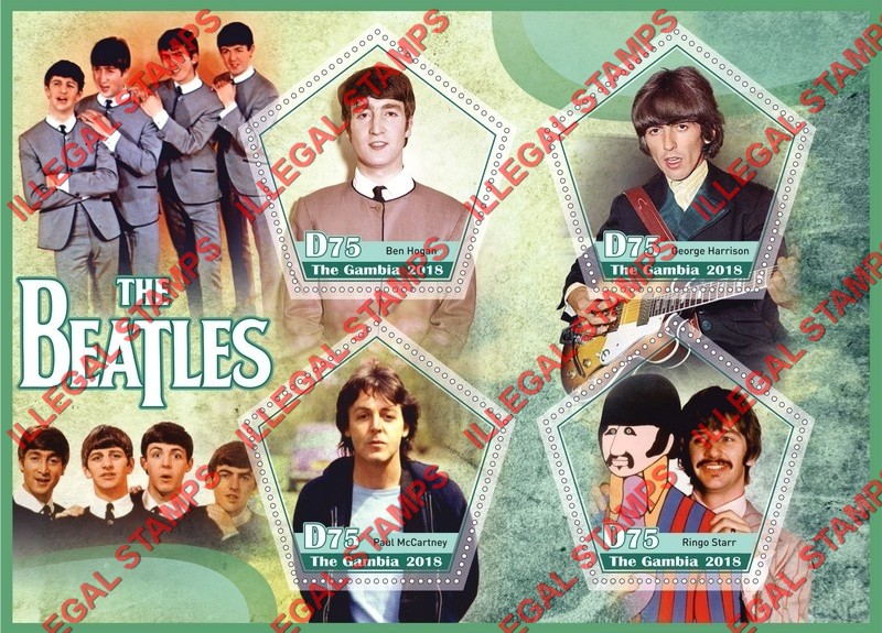 Gambia 2018 The Beatles Illegal Stamp Souvenir Sheet of 4