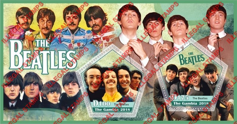 Gambia 2018 The Beatles Illegal Stamp Souvenir Sheet of 2